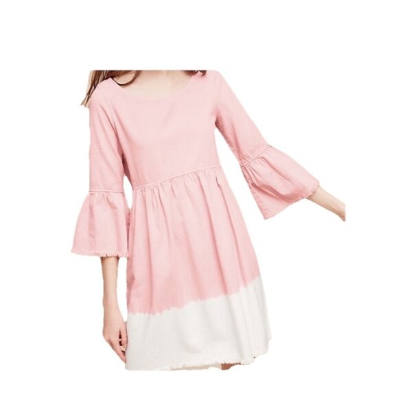 Anthropologie Dresses & Skirts - Anthropologie HOLDING HORSES Dress Size 14 Pnk Ombre Color Block 3/4 Bell Sleeve